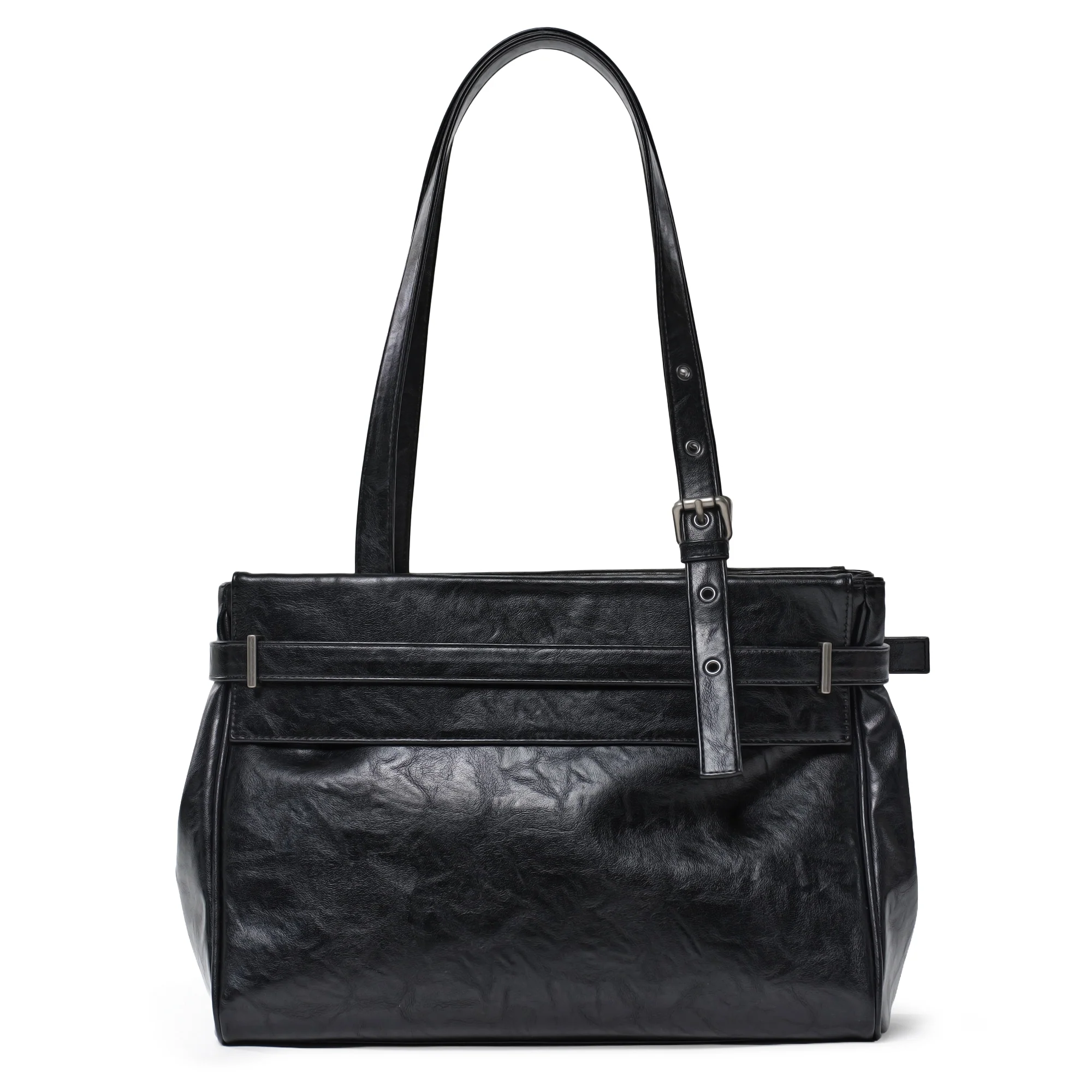 belt flap bag M baked black - Image 4