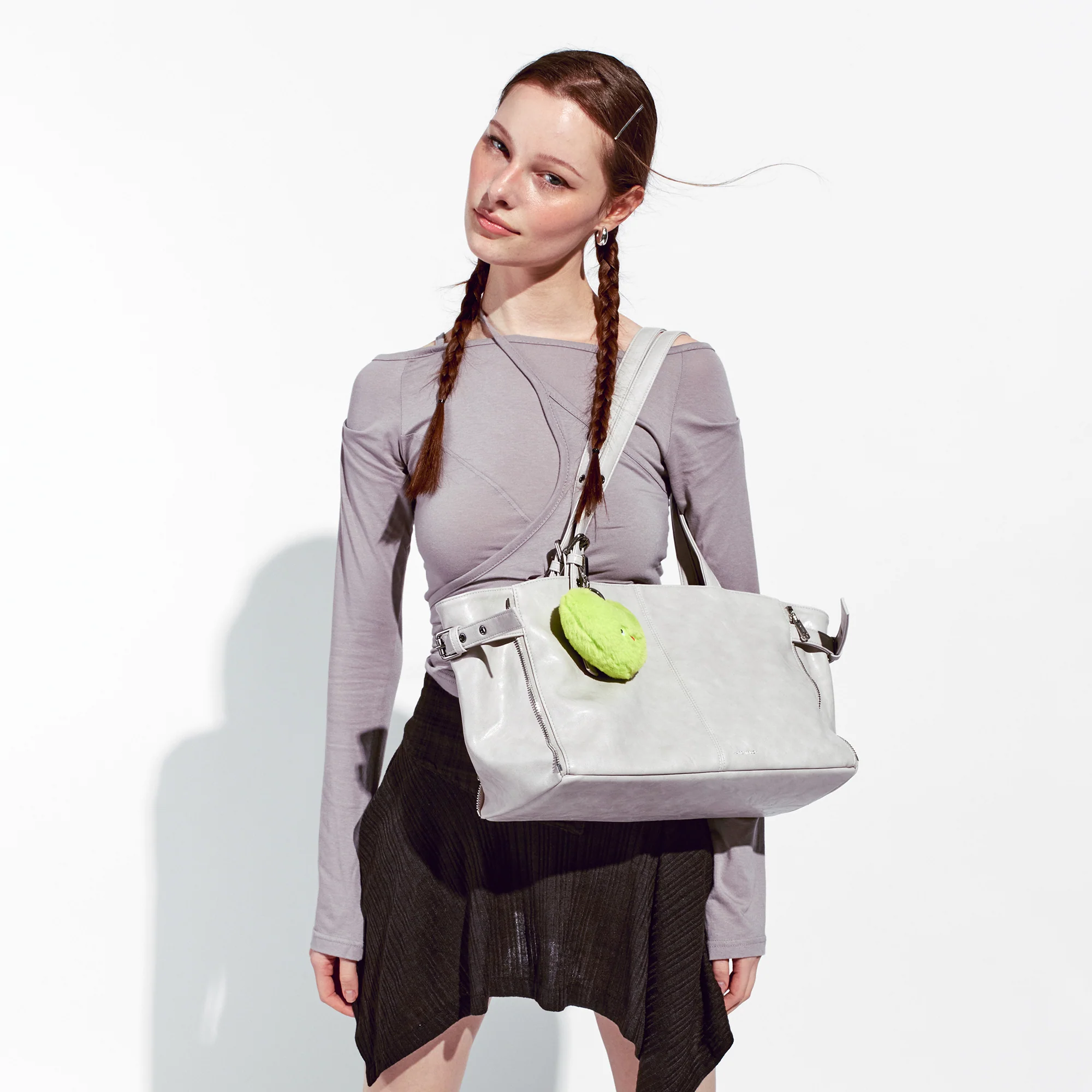 zipper shopper bag M baked powder - Image 7