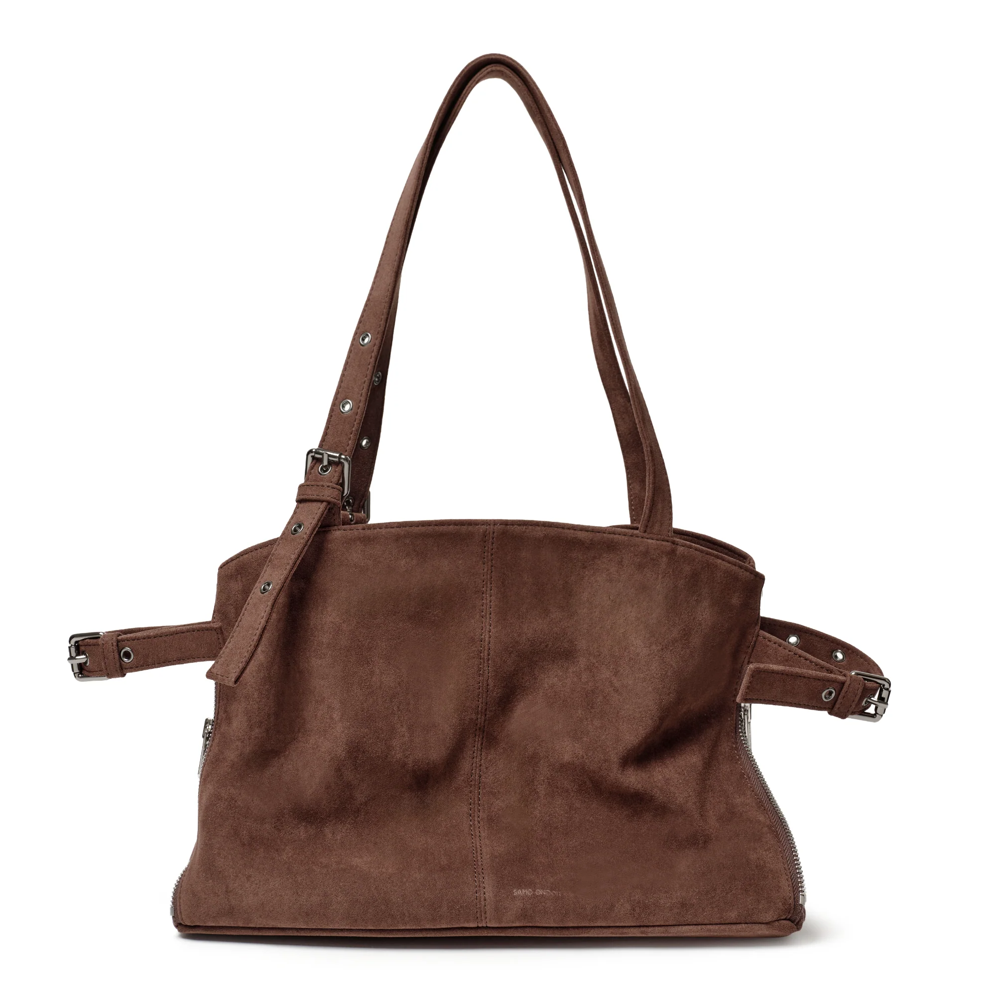 zipper shopper bag M suede brown - Image 4