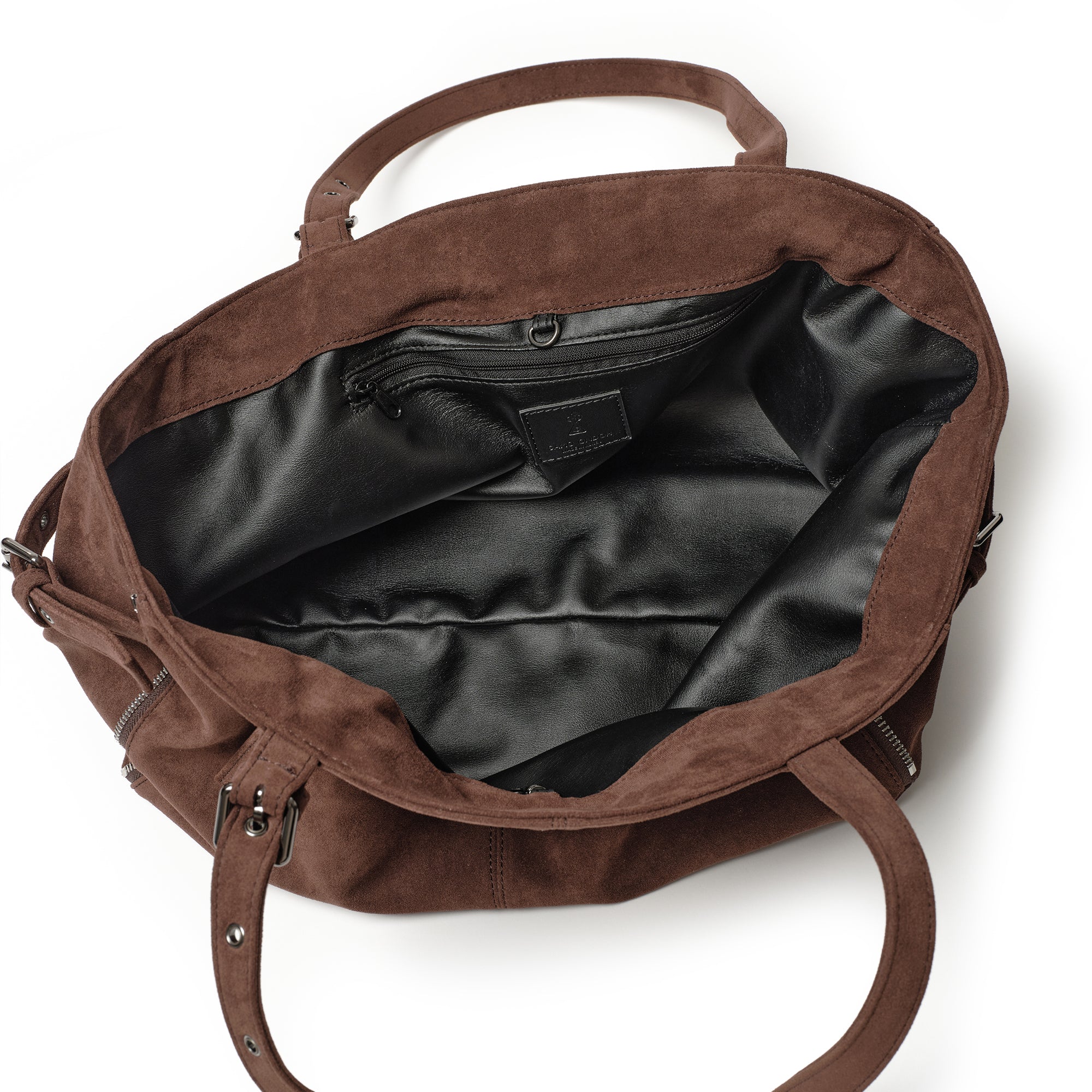 zipper shopper bag M suede brown - Image 8